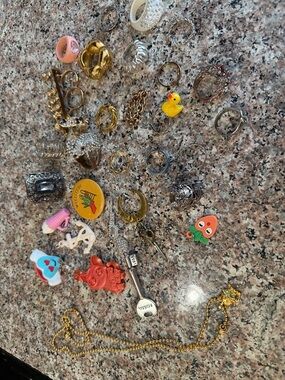 Mixed Jewelry Lot with Colorful Charms and Rings